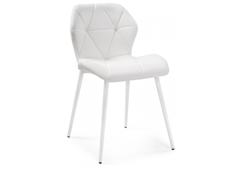 Стул на металлокаркасе, Вальд экокожа белый / белый глянец
