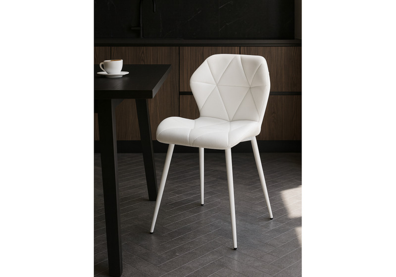 Стул на металлокаркасе, Вальд экокожа белый / белый глянец