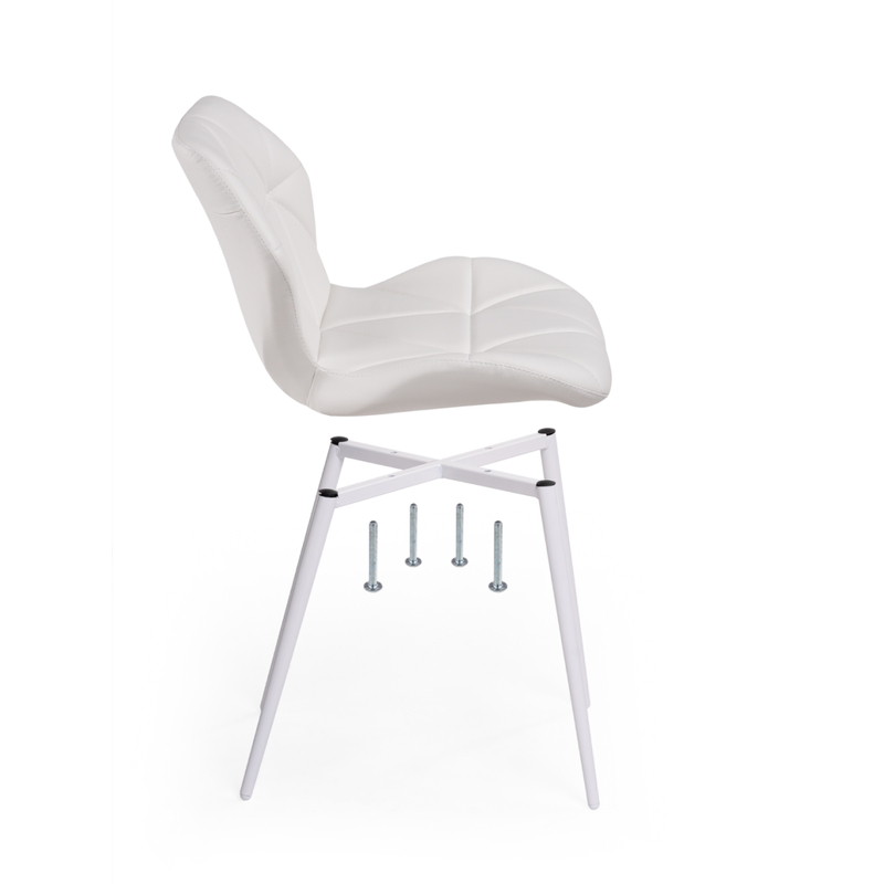 Стул на металлокаркасе, Вальд экокожа белый / белый глянец