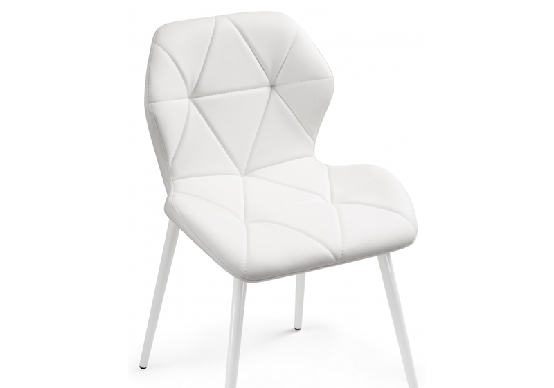 Стул на металлокаркасе, Вальд экокожа белый / белый глянец