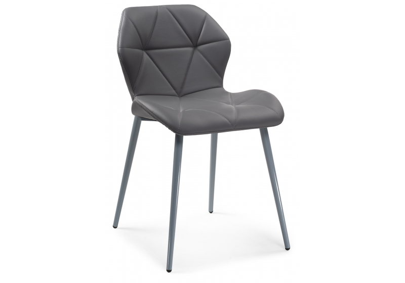 Стул на металлокаркасе, Вальд экокожа серый / серый глянец