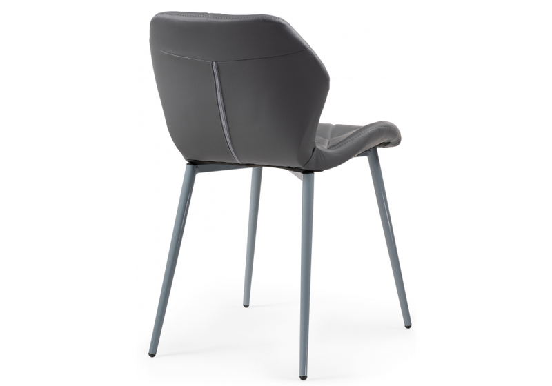 Стул на металлокаркасе, Вальд экокожа серый / серый глянец