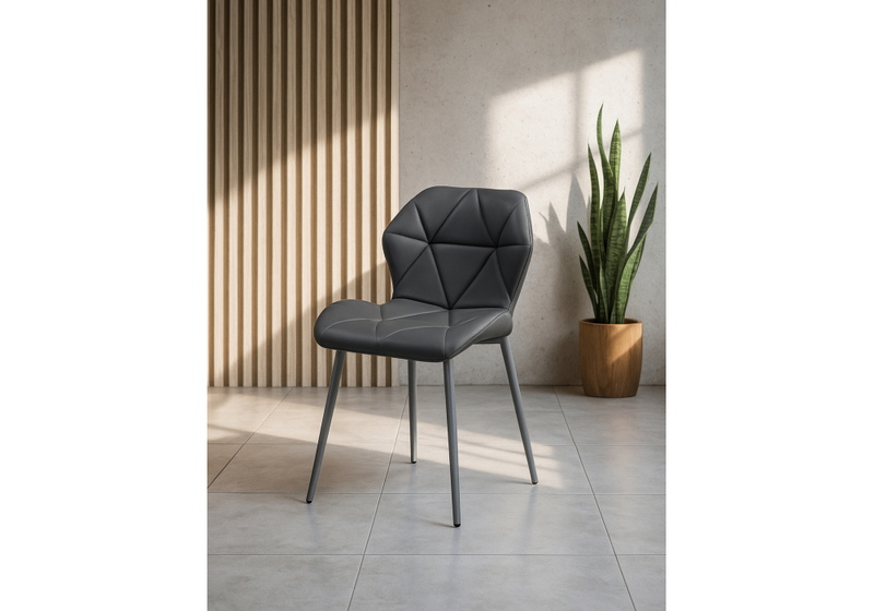 Стул на металлокаркасе, Вальд экокожа серый / серый глянец