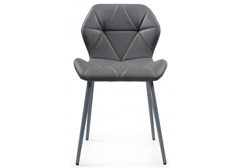 Стул на металлокаркасе, Вальд экокожа серый / серый глянец