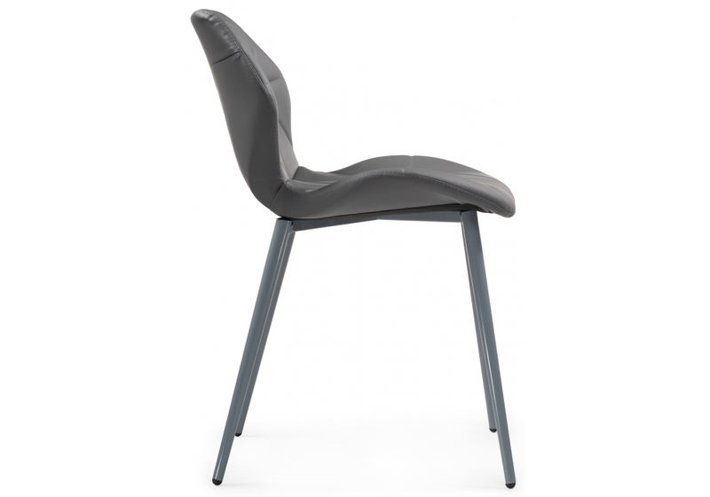 Стул на металлокаркасе, Вальд экокожа серый / серый глянец