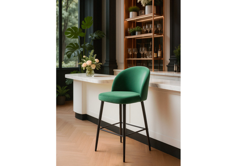 Барный стул, Амизуре катания изумруд / черный матовый