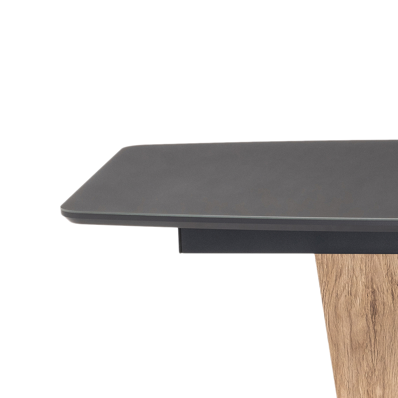 Стол стеклянный, Теон дуб антор натуральный / графит