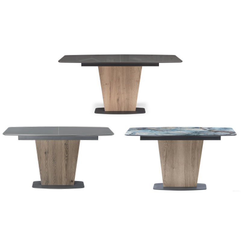 Стол стеклянный, Теон дуб антор натуральный / графит