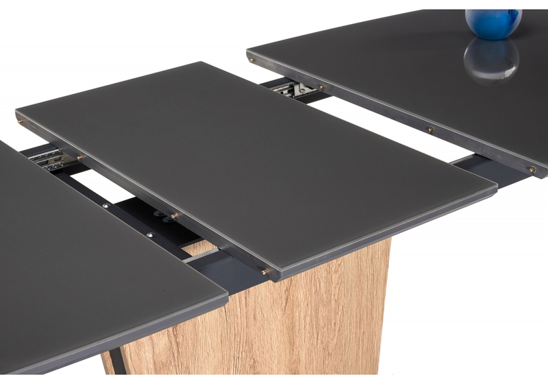 Стол стеклянный, Теон дуб антор натуральный / графит