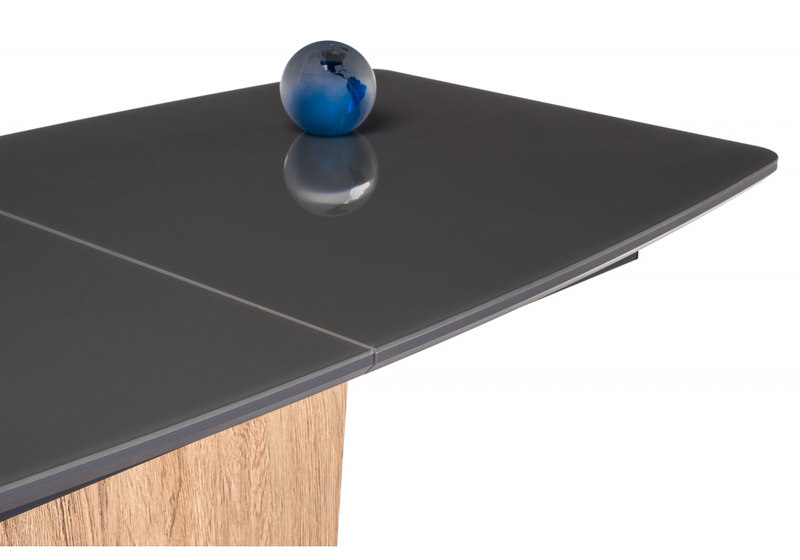 Стол стеклянный, Теон дуб антор натуральный / графит