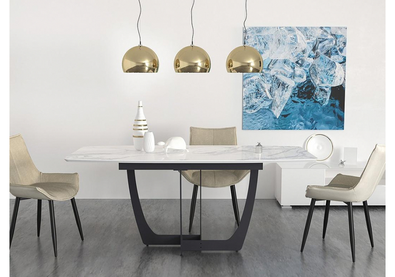 Стол деревянный, Миссандея белый мрамор / графит