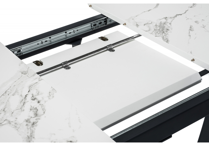 Стол деревянный, Миссандея белый мрамор / графит