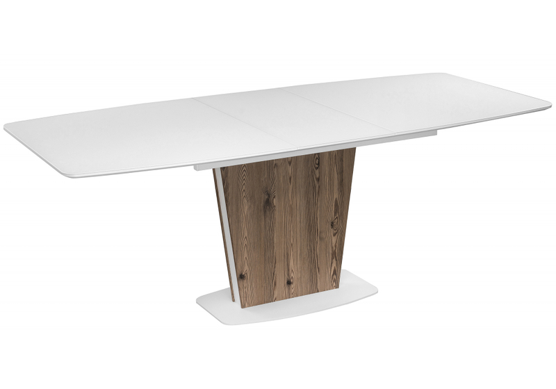 Стол стеклянный, Оливер лиственница горная / белый