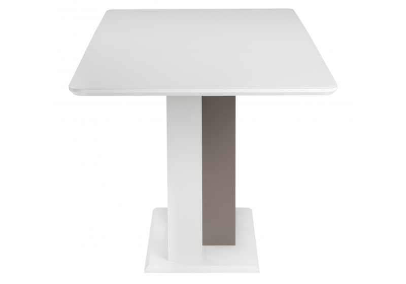 Стол стеклянный, на тумбе Санса 140 белая шагрень / грей