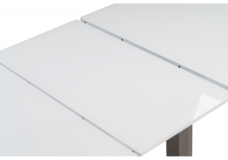 Стол стеклянный, на тумбе Санса 140 белая шагрень / грей