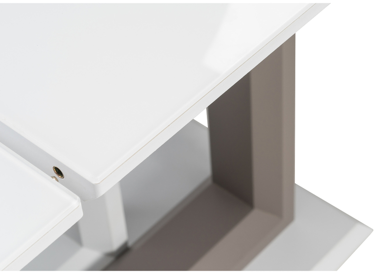 Стол стеклянный, на тумбе Санса 140 белая шагрень / грей