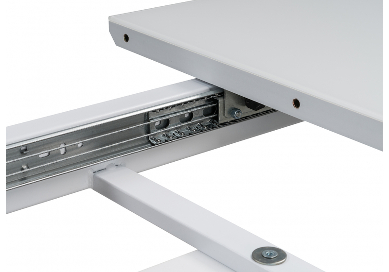 Стол стеклянный, на тумбе Санса 140 белая шагрень / грей