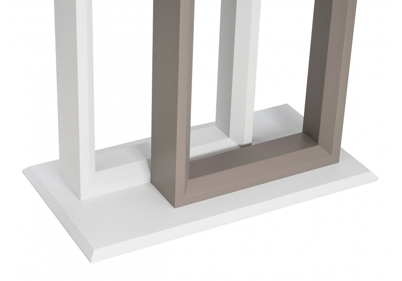 Стол стеклянный, на тумбе Санса 140 белая шагрень / грей