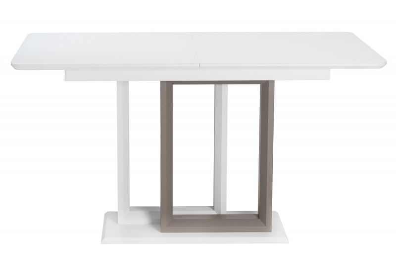 Стол стеклянный, на тумбе Санса 140 белая шагрень / грей