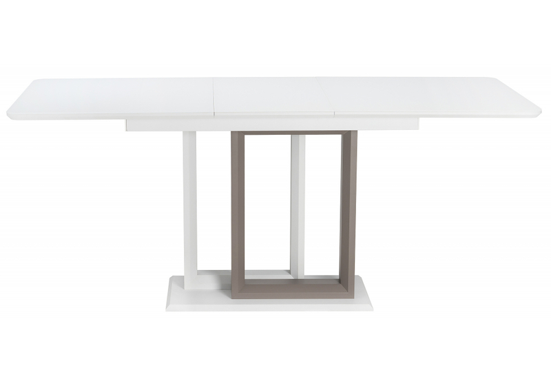 Стол стеклянный, на тумбе Санса 140 белая шагрень / грей