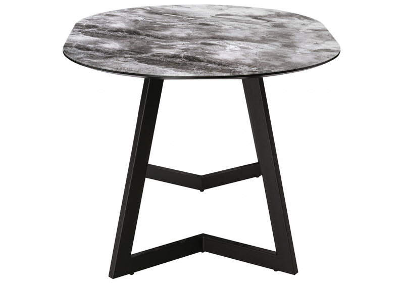 Стол стеклянный, Алингсос мрамор серый / черная шагрень