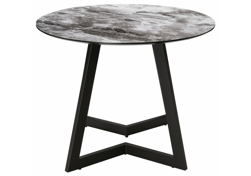 Стол стеклянный, Алингсос мрамор серый / черная шагрень