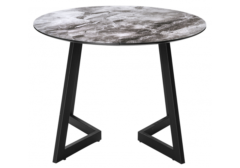 Стол стеклянный, Алингсос мрамор серый / черная шагрень