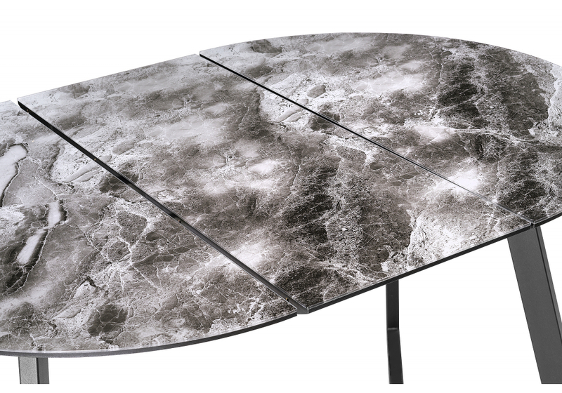 Стол стеклянный, Алингсос мрамор серый / черная шагрень