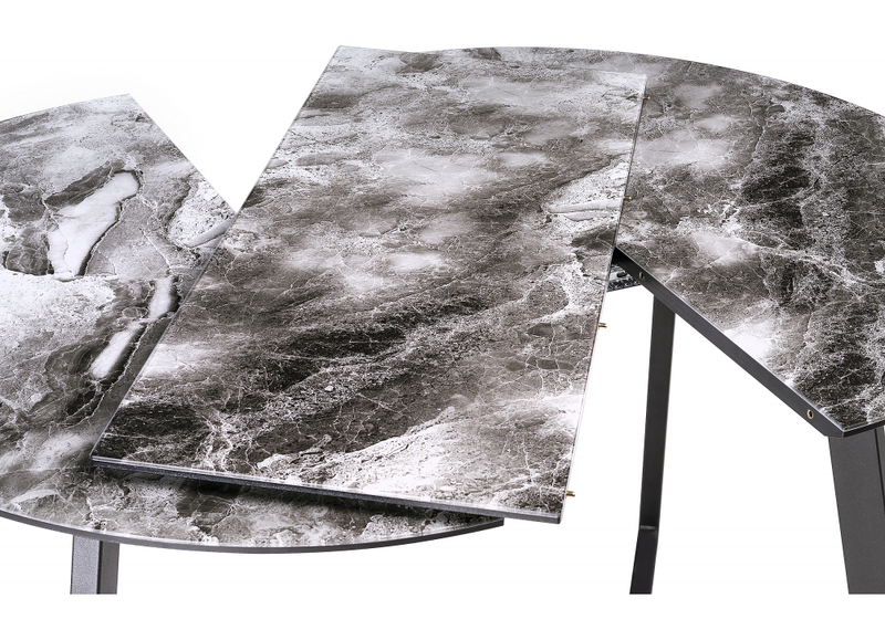 Стол стеклянный, Алингсос мрамор серый / черная шагрень
