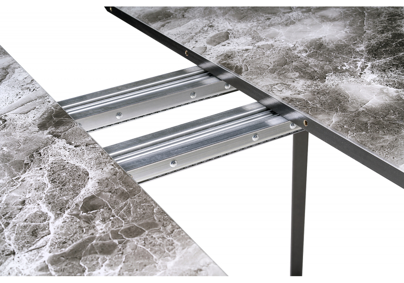 Стол стеклянный, Алингсос мрамор серый / черная шагрень
