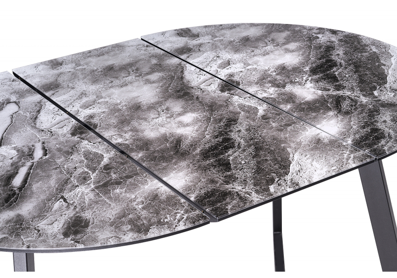 Стол стеклянный, Алингсос мрамор серый / черная шагрень