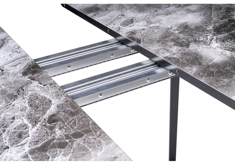 Стол стеклянный, Алингсос мрамор серый / черная шагрень