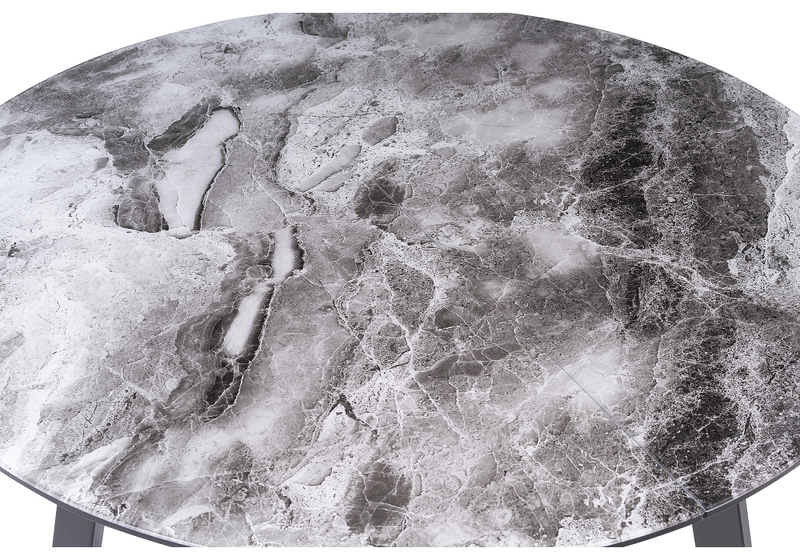 Стол стеклянный, Алингсос мрамор серый / черная шагрень