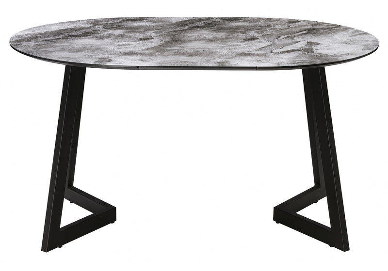 Стол стеклянный, Алингсос мрамор серый / черная шагрень