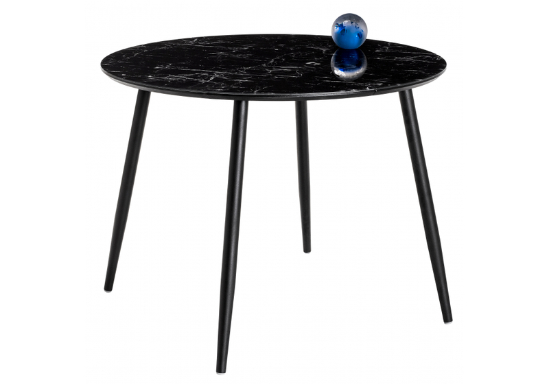 Стол стеклянный, Кловис вставка стекло черный мрамор / черный