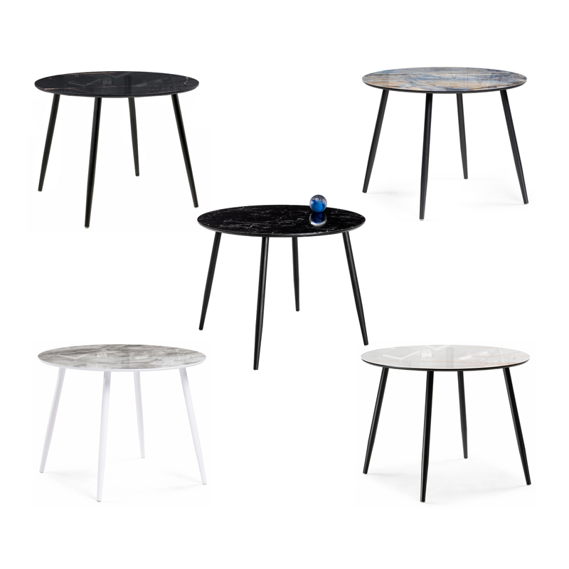 Стол стеклянный, Кловис вставка стекло черный мрамор / черный