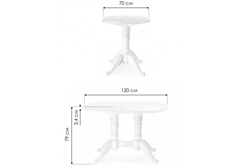 Стол деревянный, Адней белый / рисунок