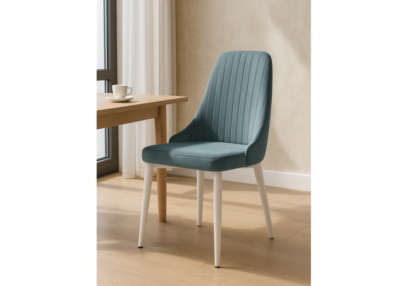 Стул на металлокаркасе, Kora light blue / white