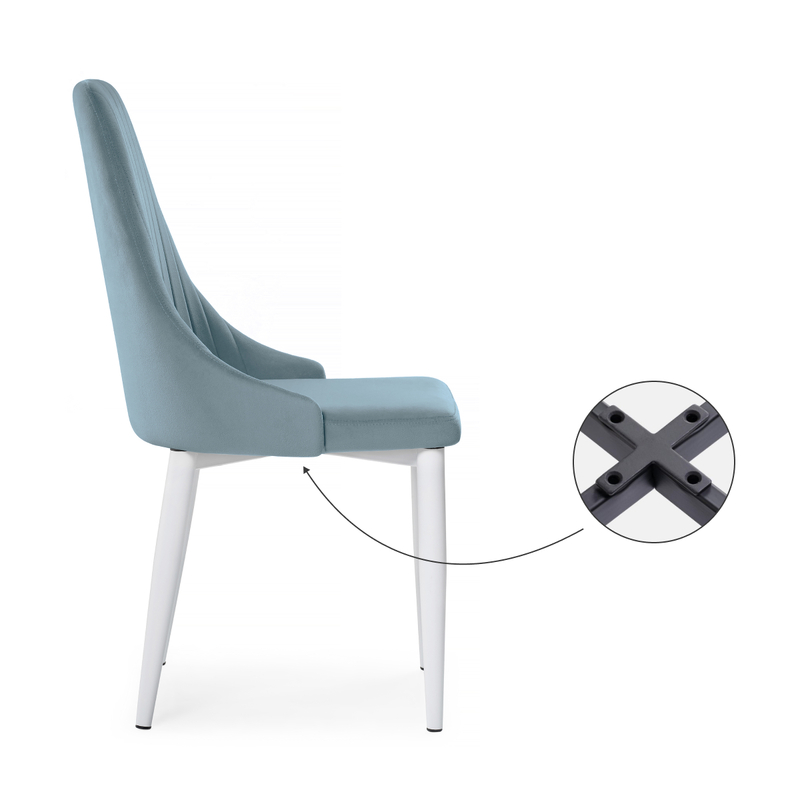 Стул на металлокаркасе, Kora light blue / white