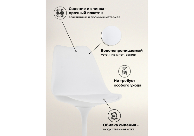Стул на металлокаркасе, Tulip white
