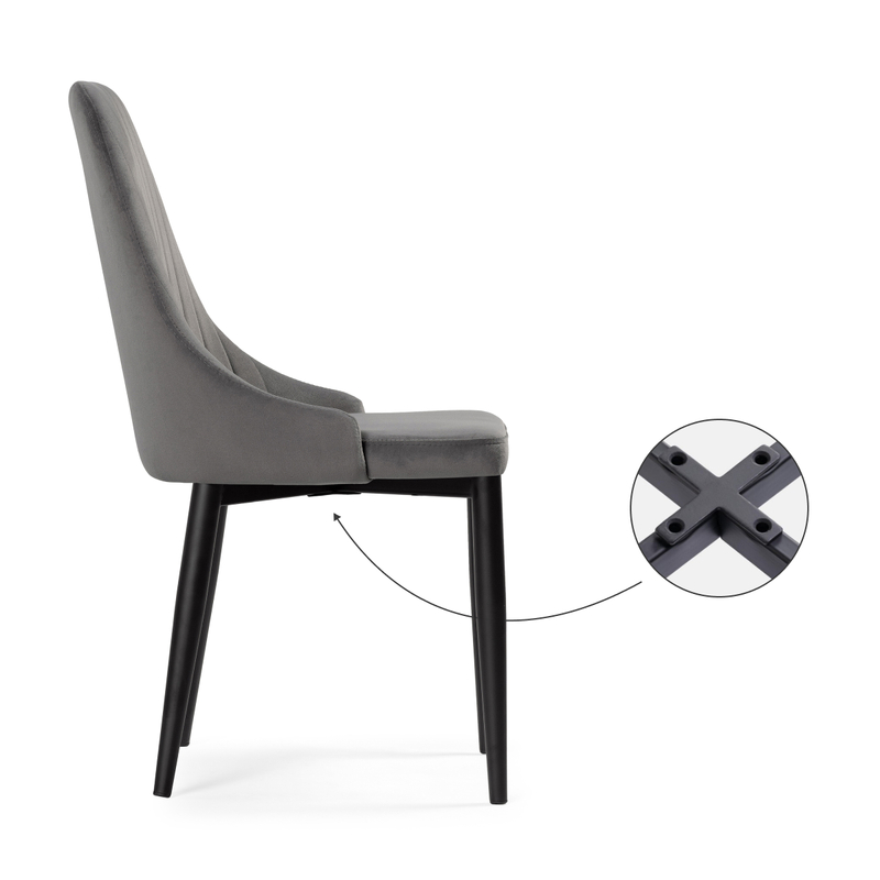 Стул на металлокаркасе, Kora dark gray / black