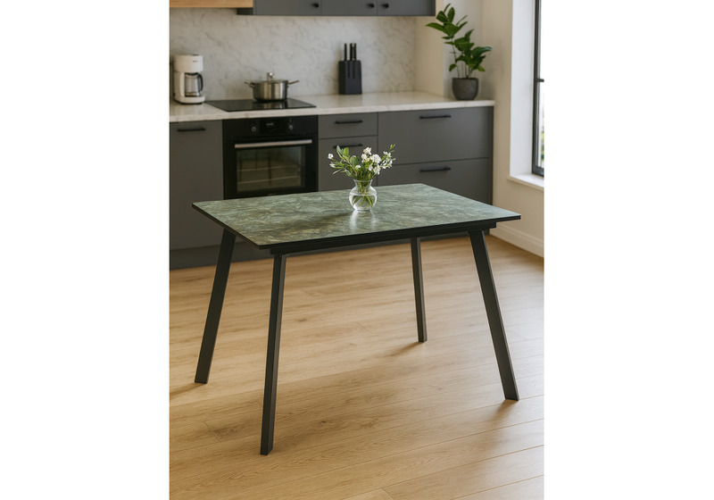 Стол стеклянный, Агни 110 королевский мрамор / черный матовый