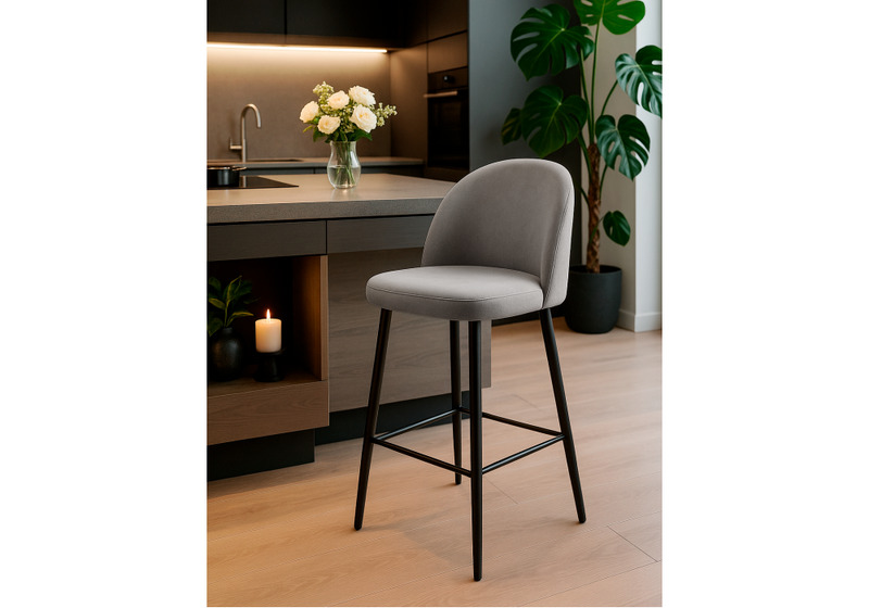 Барный стул, Амизуре темно-серый / черный матовый