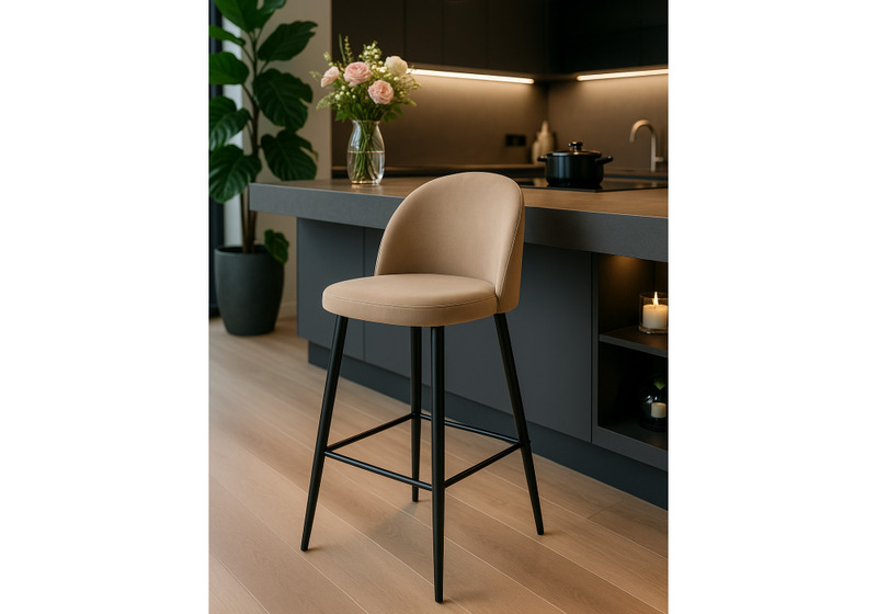 Барный стул, Амизуре бежевый / черный матовый