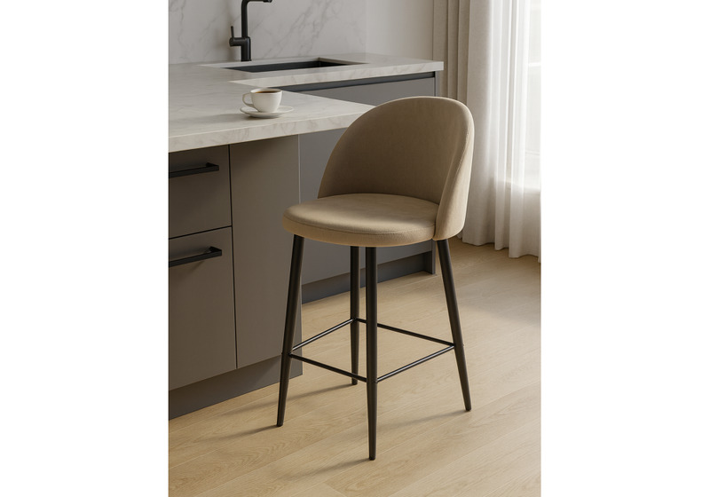 Барный стул, Амизуре бежевый / черный матовый