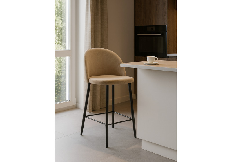 Барный стул, Амизуре бежевый / черный матовый