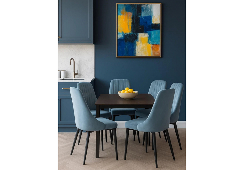 Стул на металлокаркасе, Kora light blue / black