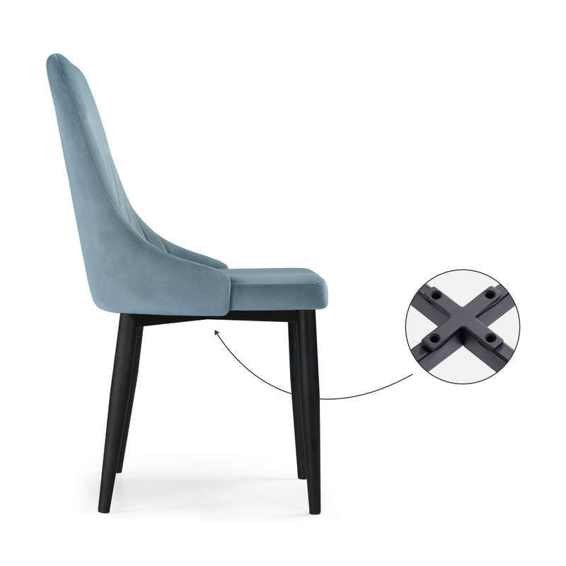 Стул на металлокаркасе, Kora light blue / black