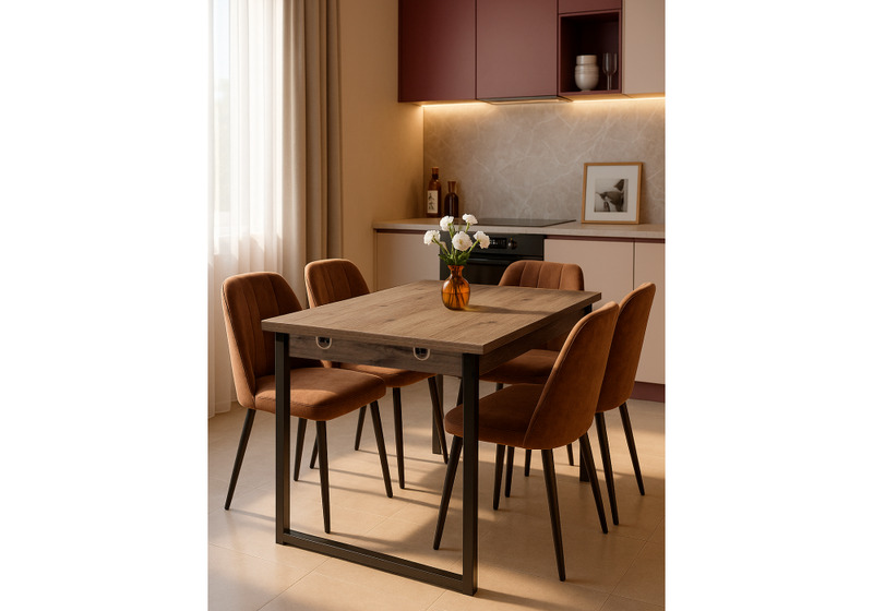 Стол деревянный, Форли дуб велингтон / черный матовый