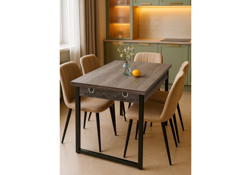 Стол деревянный, Форли дуб рошелье / черный матовый